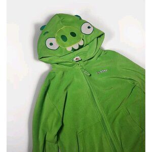 Green Angry Birds Pig Unisex Hooded Fleece Pajama One Piece Size 10 Youth